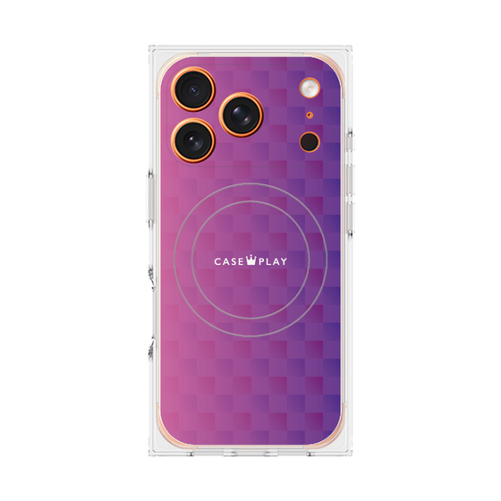 プレミアムスクエアケース with MagSafe［ CASEPLAY Check - Purple ］