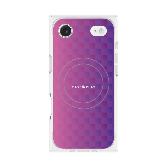 プレミアムスクエアケース with MagSafe［ CASEPLAY Check - Purple ］