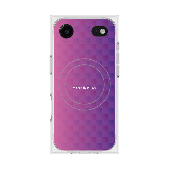 プレミアムスクエアケース with MagSafe［ CASEPLAY Check - Purple ］