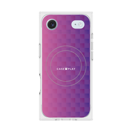 プレミアムスクエアケース with MagSafe［ CASEPLAY Check - Purple ］