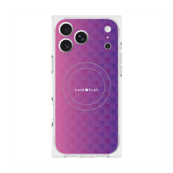 プレミアムスクエアケース with MagSafe［ CASEPLAY Check - Purple ］