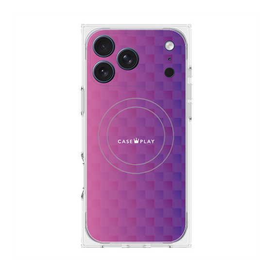 プレミアムスクエアケース with MagSafe［ CASEPLAY Check - Purple ］