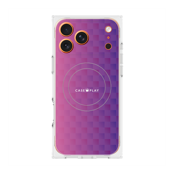 プレミアムスクエアケース with MagSafe［ CASEPLAY Check - Purple ］