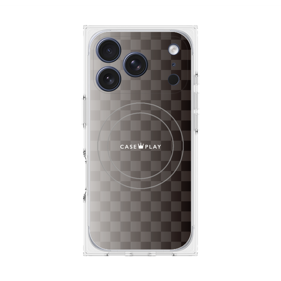 プレミアムスクエアケース with MagSafe［ CASEPLAY Check - Black ］