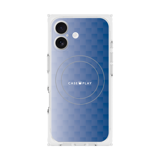 プレミアムスクエアケース with MagSafe［ CASEPLAY Check - Blue ］