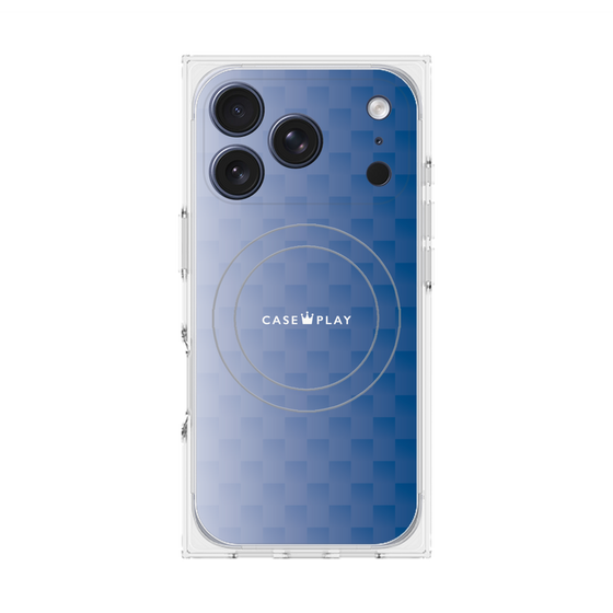 プレミアムスクエアケース with MagSafe［ CASEPLAY Check - Blue ］