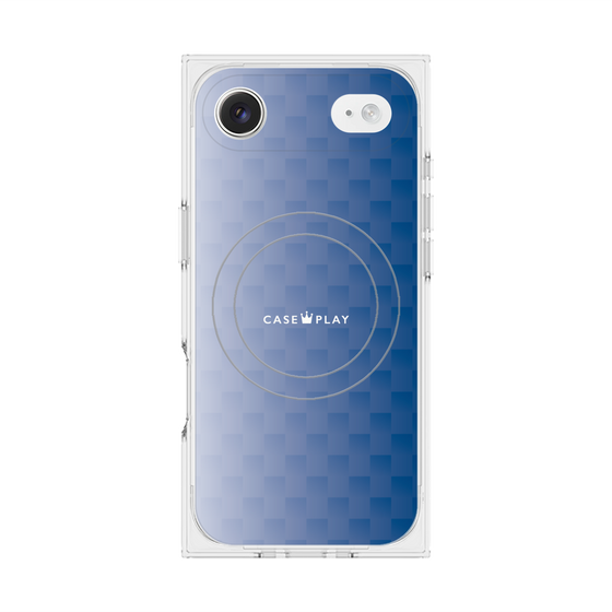 プレミアムスクエアケース with MagSafe［ CASEPLAY Check - Blue ］