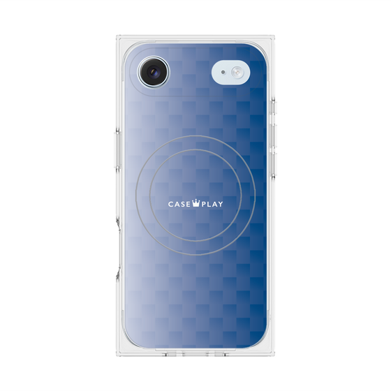 プレミアムスクエアケース with MagSafe［ CASEPLAY Check - Blue ］