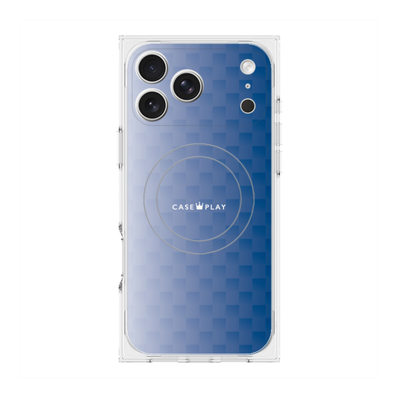 プレミアムスクエアケース with MagSafe［ CASEPLAY Check - Blue ］