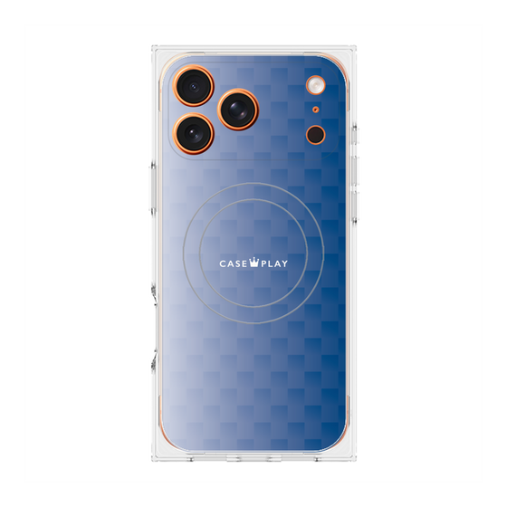 プレミアムスクエアケース with MagSafe［ CASEPLAY Check - Blue ］