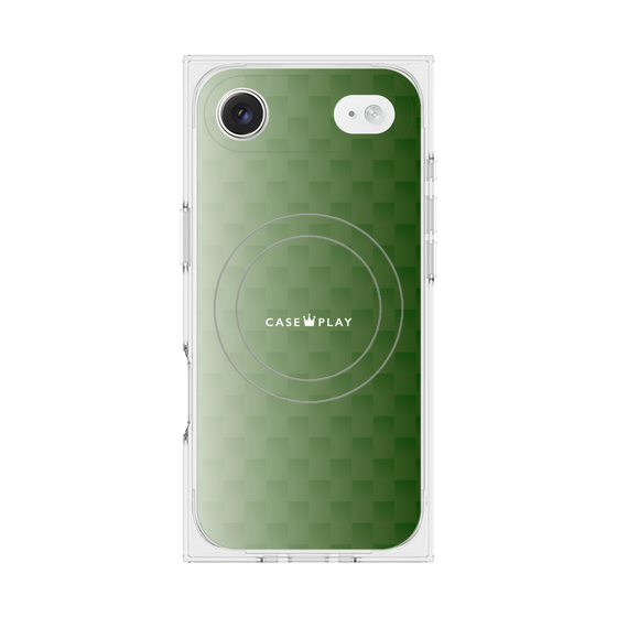 プレミアムスクエアケース with MagSafe［ CASEPLAY Check - Green ］