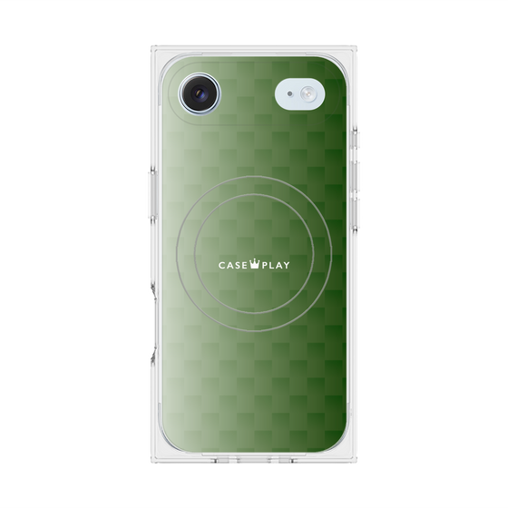プレミアムスクエアケース with MagSafe［ CASEPLAY Check - Green ］