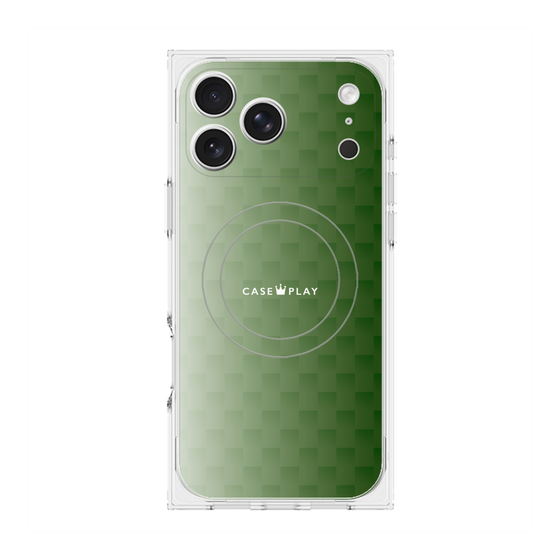 プレミアムスクエアケース with MagSafe［ CASEPLAY Check - Green ］
