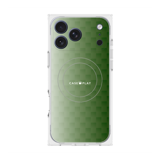プレミアムスクエアケース with MagSafe［ CASEPLAY Check - Green ］