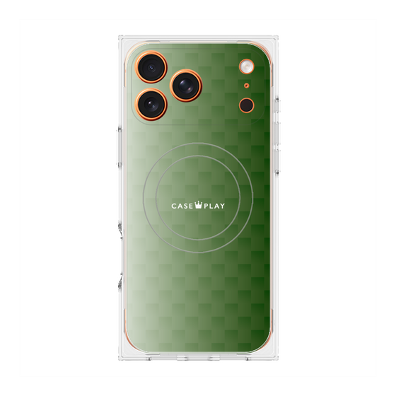 プレミアムスクエアケース with MagSafe［ CASEPLAY Check - Green ］
