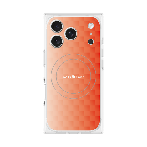 プレミアムスクエアケース with MagSafe［ CASEPLAY Check - Orange ］