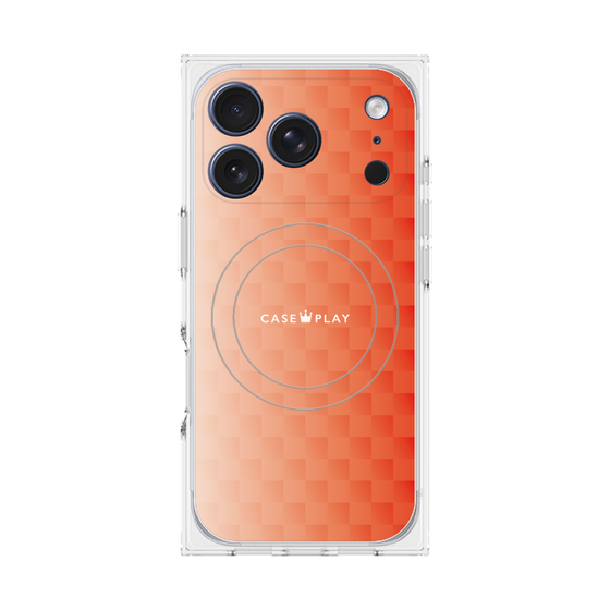 プレミアムスクエアケース with MagSafe［ CASEPLAY Check - Orange ］