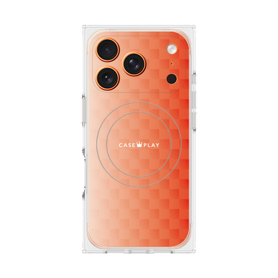 プレミアムスクエアケース with MagSafe［ CASEPLAY Check - Orange ］