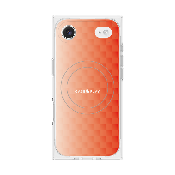 プレミアムスクエアケース with MagSafe［ CASEPLAY Check - Orange ］