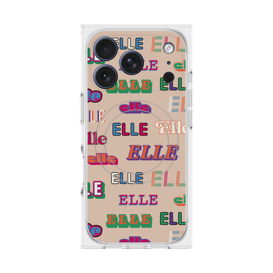 プレミアムスクエアケース with MagSafe［ ELLE - ミックスロゴ ］