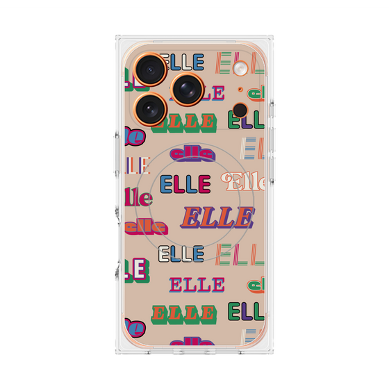 プレミアムスクエアケース with MagSafe［ ELLE - ミックスロゴ ］