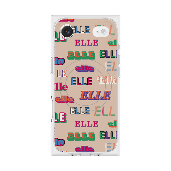 プレミアムスクエアケース with MagSafe［ ELLE - ミックスロゴ ］