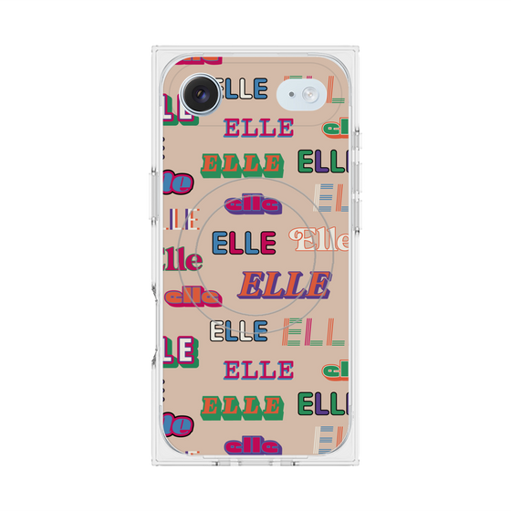 プレミアムスクエアケース with MagSafe［ ELLE - ミックスロゴ ］