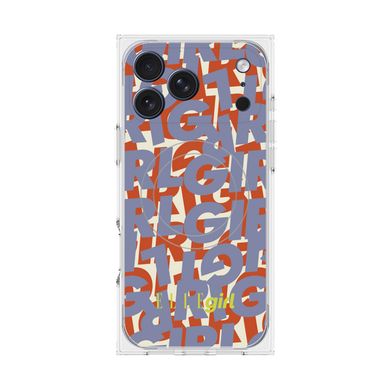 プレミアムスクエアケース with MagSafe［ ELLEgirl - ミックスロゴ - Purple ］