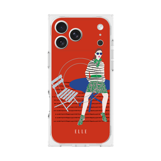 プレミアムスクエアケース with MagSafe［ ELLE - パリジェンヌ - レッド ］