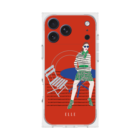 プレミアムスクエアケース with MagSafe［ ELLE - パリジェンヌ - レッド ］