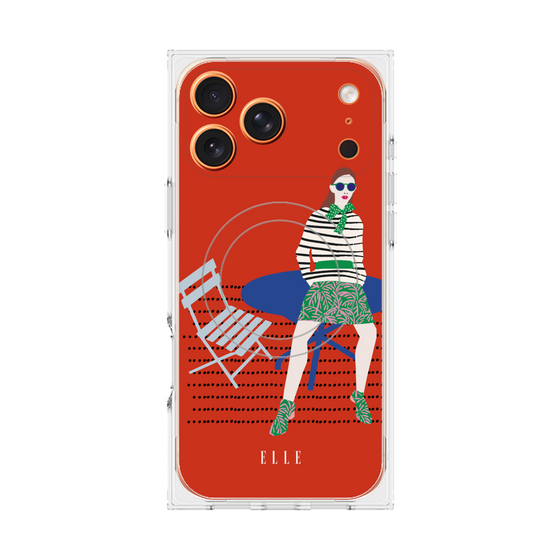 プレミアムスクエアケース with MagSafe［ ELLE - パリジェンヌ - レッド ］