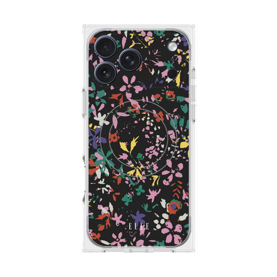 プレミアムスクエアケース with MagSafe［ ELLE - フラワー - 冬 ］