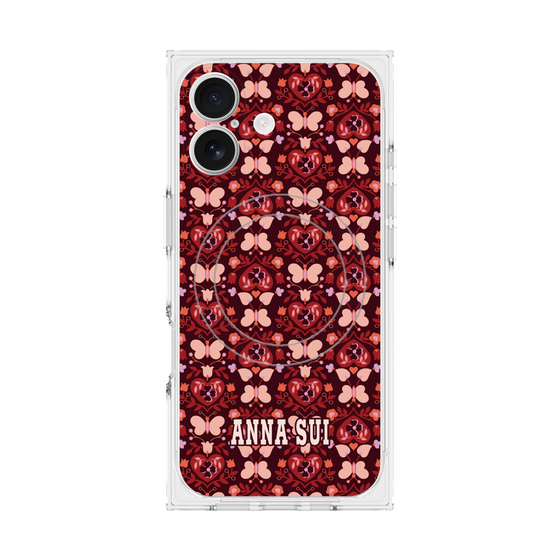 プレミアムスクエアケース with MagSafe［ ANNA SUI - バタフライハーツ - レッド ］