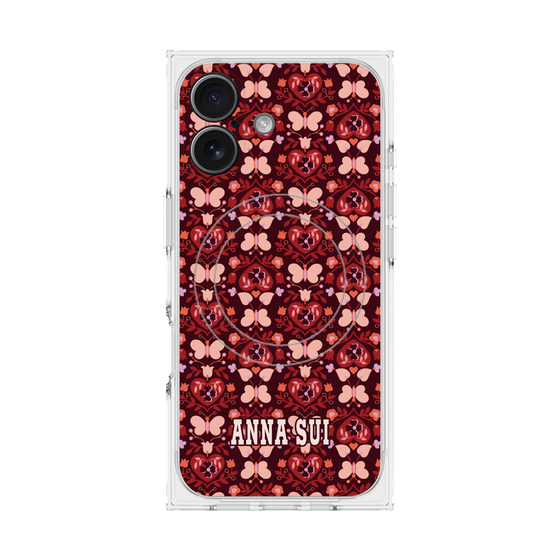 プレミアムスクエアケース with MagSafe［ ANNA SUI - バタフライハーツ - レッド ］