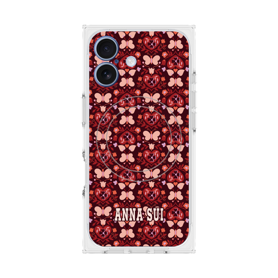プレミアムスクエアケース with MagSafe［ ANNA SUI - バタフライハーツ - レッド ］