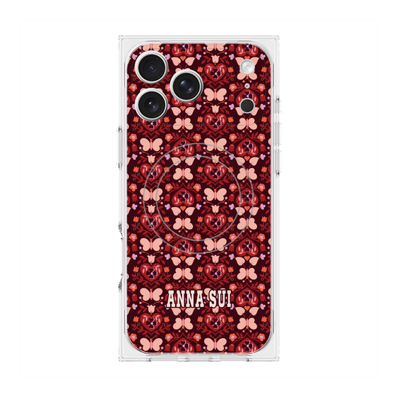 プレミアムスクエアケース with MagSafe［ ANNA SUI - バタフライハーツ - レッド ］