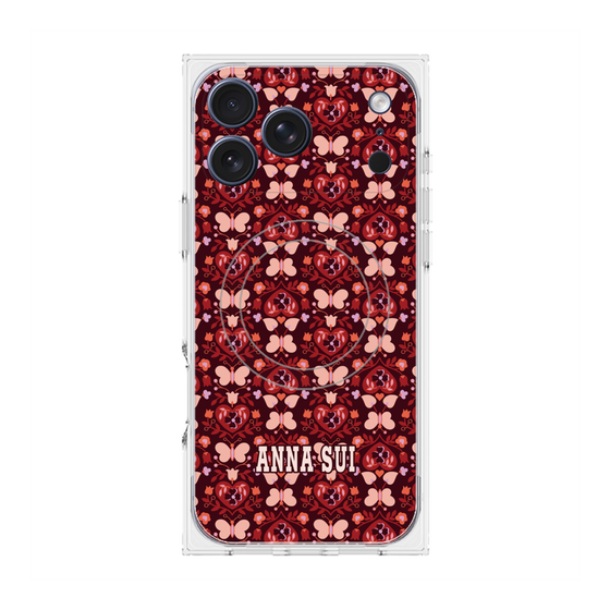 プレミアムスクエアケース with MagSafe［ ANNA SUI - バタフライハーツ - レッド ］