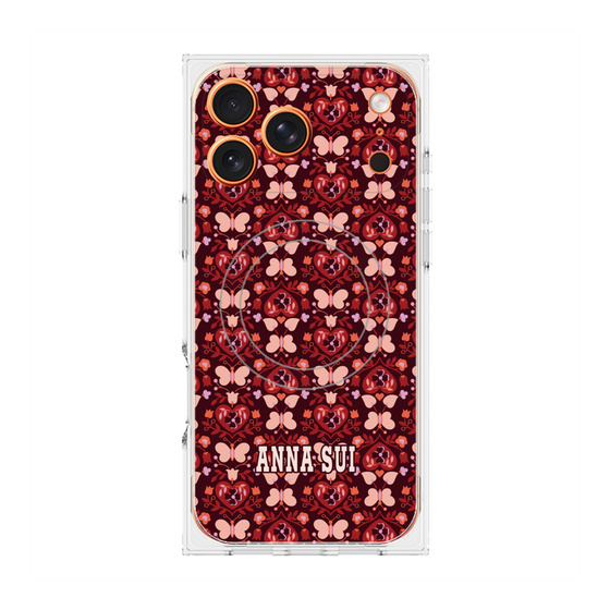 プレミアムスクエアケース with MagSafe［ ANNA SUI - バタフライハーツ - レッド ］