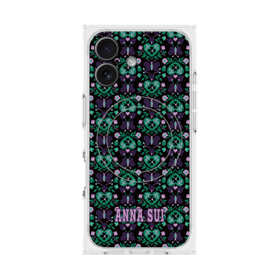 プレミアムスクエアケース with MagSafe［ ANNA SUI - バタフライハーツ - グリーン ］