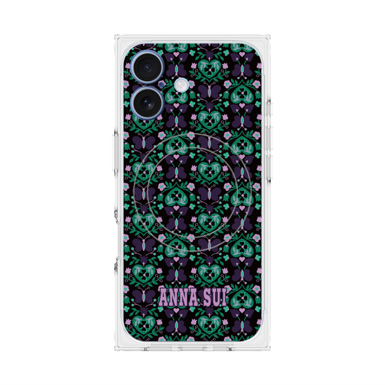 プレミアムスクエアケース with MagSafe［ ANNA SUI - バタフライハーツ - グリーン ］
