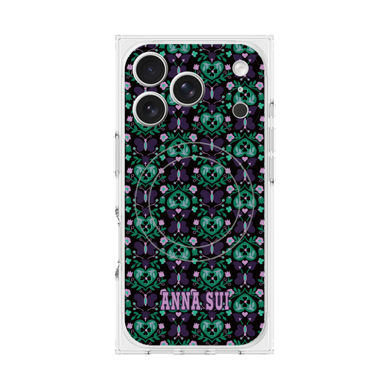 プレミアムスクエアケース with MagSafe［ ANNA SUI - バタフライハーツ - グリーン ］