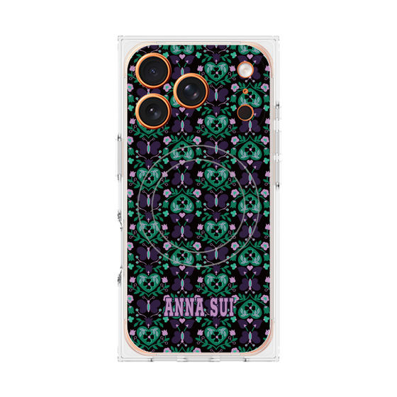 プレミアムスクエアケース with MagSafe［ ANNA SUI - バタフライハーツ - グリーン ］