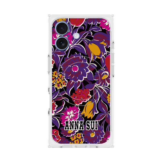 プレミアムスクエアケース with MagSafe［ ANNA SUI - ガーデンフワラー - マゼンタ ］