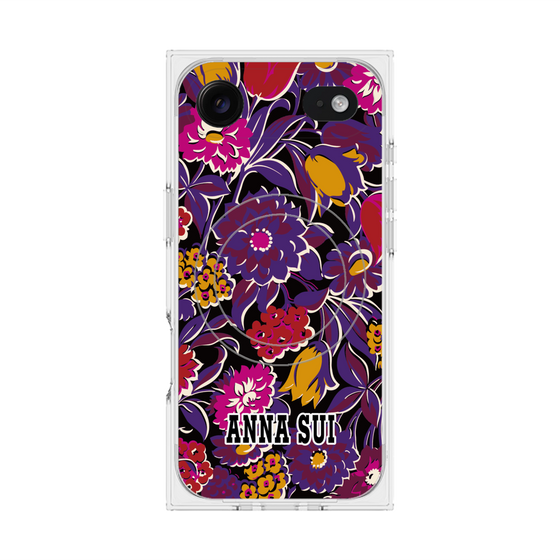 プレミアムスクエアケース with MagSafe［ ANNA SUI - ガーデンフワラー - マゼンタ ］