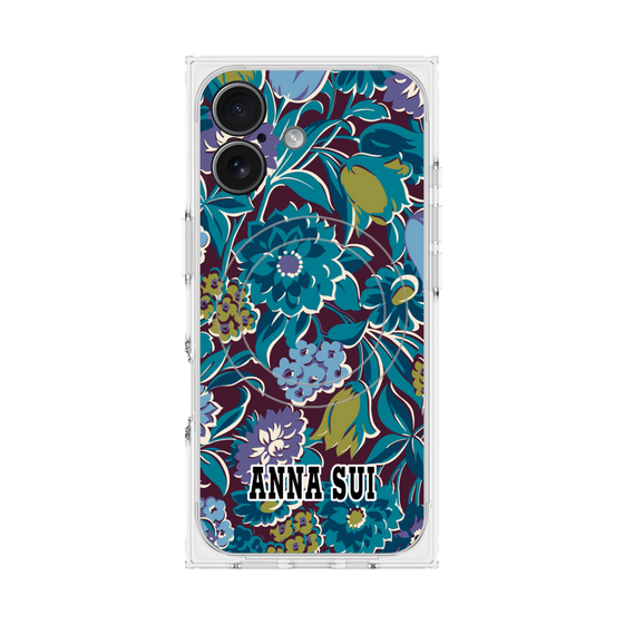 プレミアムスクエアケース with MagSafe［ ANNA SUI - ガーデンフワラー - シアン ］