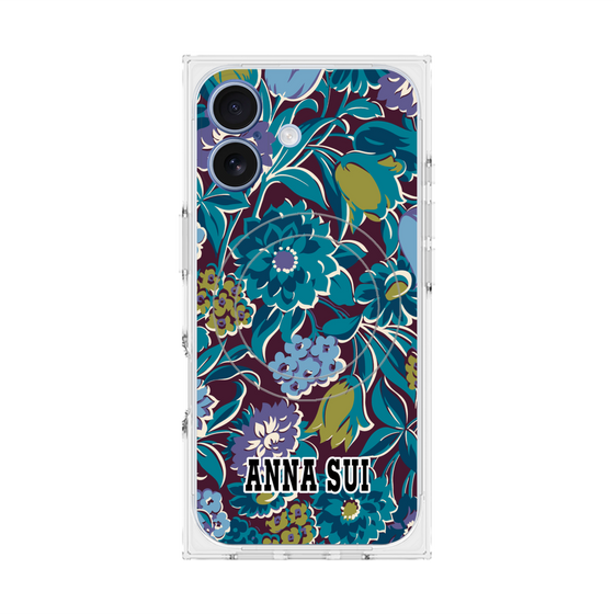 プレミアムスクエアケース with MagSafe［ ANNA SUI - ガーデンフワラー - シアン ］