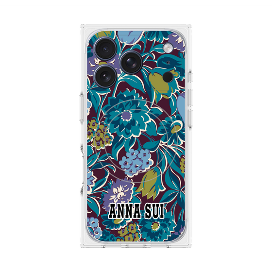 プレミアムスクエアケース with MagSafe［ ANNA SUI - ガーデンフワラー - シアン ］