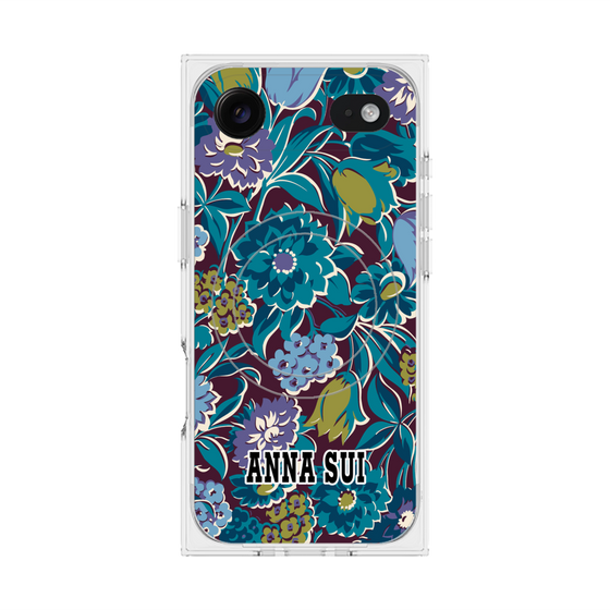 プレミアムスクエアケース with MagSafe［ ANNA SUI - ガーデンフワラー - シアン ］