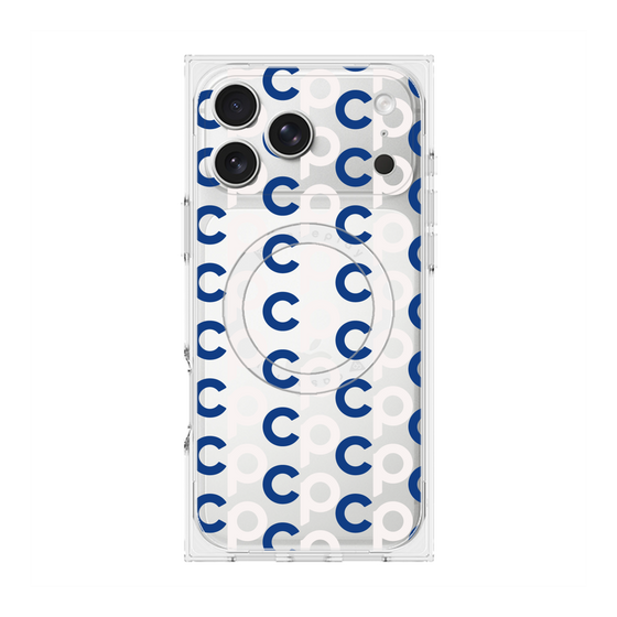プレミアムスクエアケース with MagSafe［ オリジナル - CASEPLAYイニシャル総柄 - ネイビー ］
