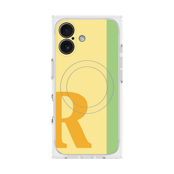 プレミアムスクエアケース with MagSafe［ オリジナル - initial color line - R yellow ］